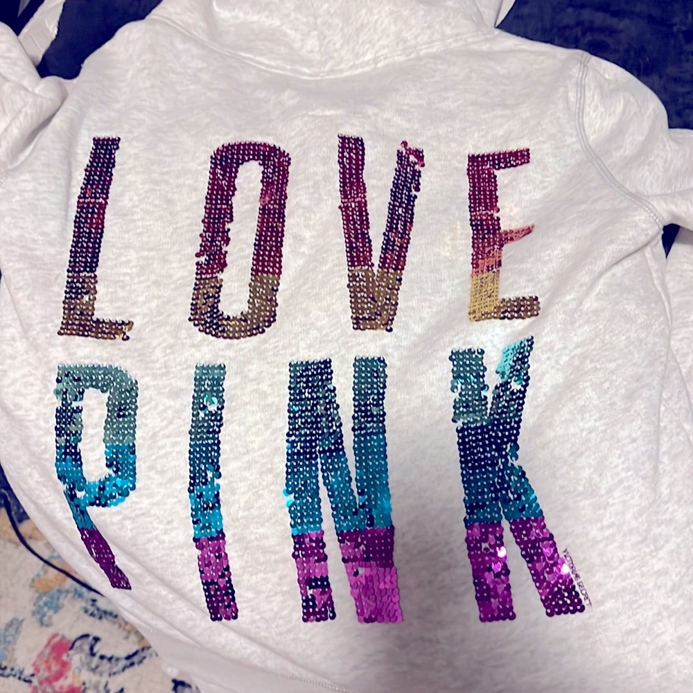 VS PINK Limited Edition Rainbow bling full zip hoodie in EUC